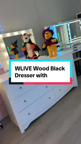 WLIVE Wood Black Dresser with 