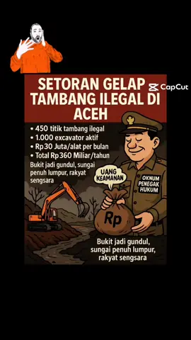 Setoran gelap tambang ke oknum penegak hukum! Kalok dikalkulasikan uang haram yg diperoleh dari penyetoran ini per tahun adalah sebanyak Rp 360 miliar /tahun. Bukit jadi gundul ✅ Sungai penuh lumpur ✅ Oknum nya hidup makmur ✅ #viraltiktok #fypp #aceh #tambangilegal #setorangelapokmun 
