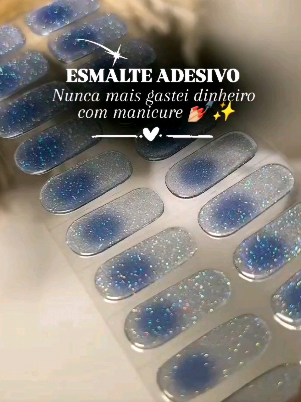 Quer o link? Comenta EU QUERO que eu envio! Adesivo de unha com LED que deixa sua unha perfeita em segundos. Basta aplicar, passar a luz e pronto — efeito de gel sem precisar de salão. #unhasperfeitas #unhadegel #adesivodeunha  #acheinashopee #nailartbrasil 