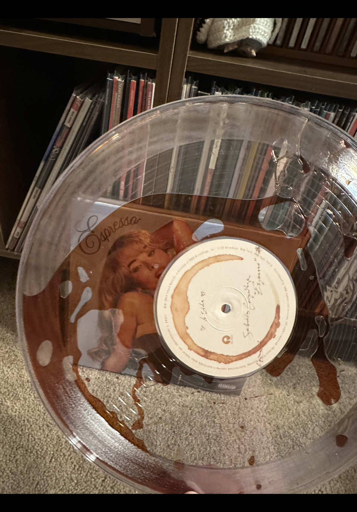 The unhealthy obsession I have with this. ☕️ #espresso #sabrinacarpenter #vinylcommunity #recordcollection #physicalmedia 