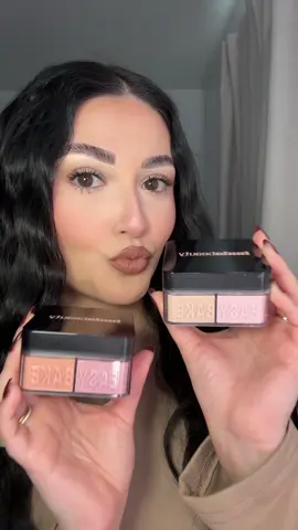 Using the NEW Huda Beauty Duo Loose Powders 💕 @Huda Beauty #hudabeauty #settingpowder #makeup #fyp #hudabeauties  