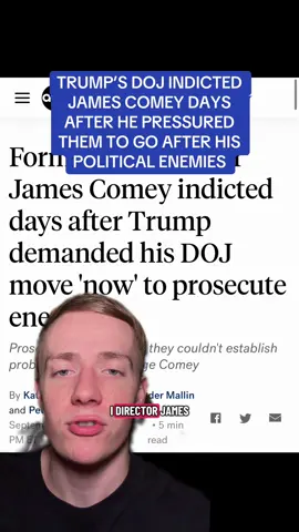 📢 Trump demanded prosecutions — and days later Comey was indicted. This isn’t justice, it’s retribution. #Comey #Trump #JusticeSystem #Democracy #greenscreen 