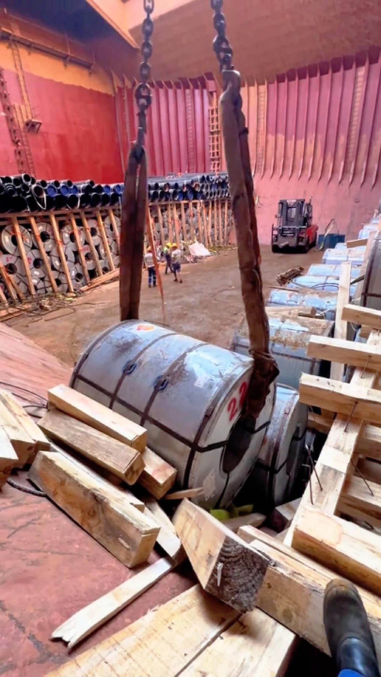 Why Do Cargo Ships Never Dare to Load Steel Coils to the Max? 🚢⚙️ #CargoShip #SteelCoils #Shipping #Danger #FYP 