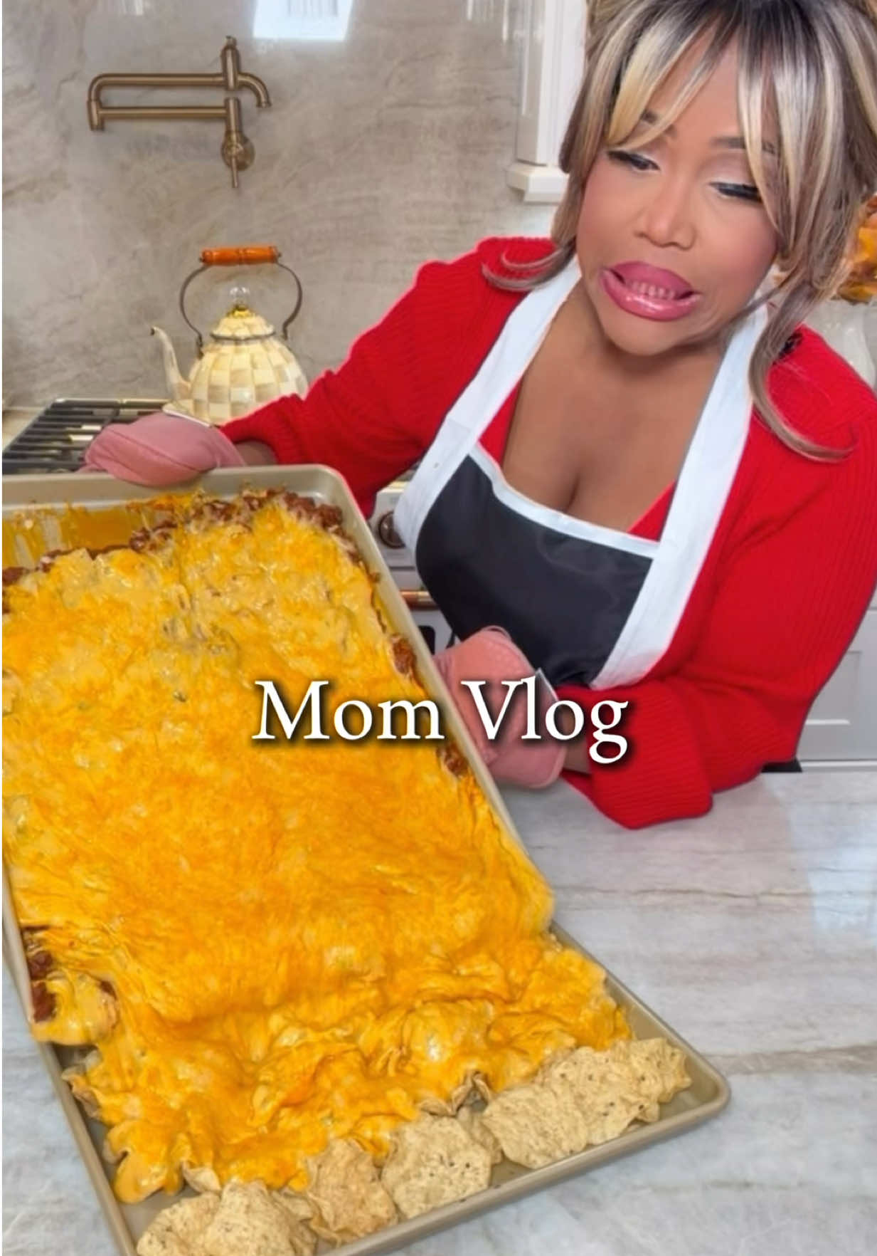 I might have overdid it with the cheese 🫣 Spend the afternoon with me as stay at home mom.  #momvlog #sheetpannachos #stayathomemom #cleaninghacks #CleanTok 