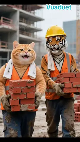 mèo và hổ đi phụ xây #meo #meowdance #meocung #cat #ca 