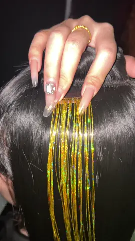 The golden is sooo great #fyp #hairstyle #tinsel #cliptinsel #cleohair 