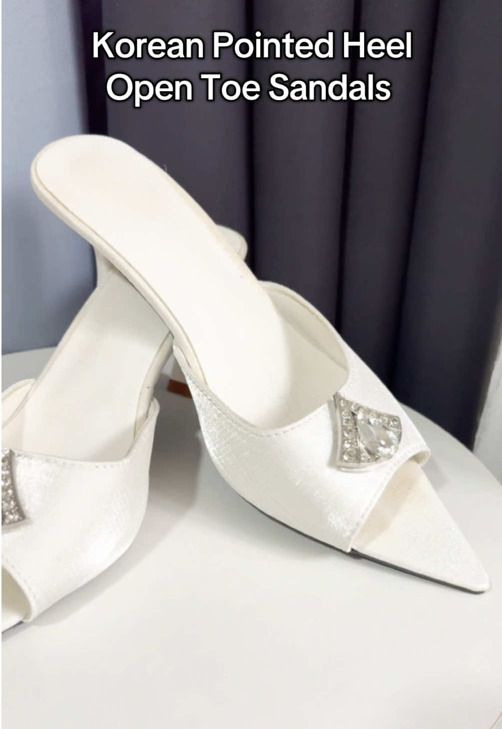Ang shala! ng heels ba to.. Korean pointed heel for women Open toe sandals  elegant rhinestone heel stiletto 7cm fashion wedding shoes  Casual heels Classy pointed heels#heels #stiletto #sandals #highheels #sandal 