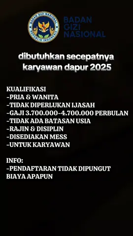 📢 INFO LOWONGAN KERJA TERBARU SPPG MAKANAN BERGIZI 2025 #infoloker #lowogankerja#sppg #2025 #fyp 