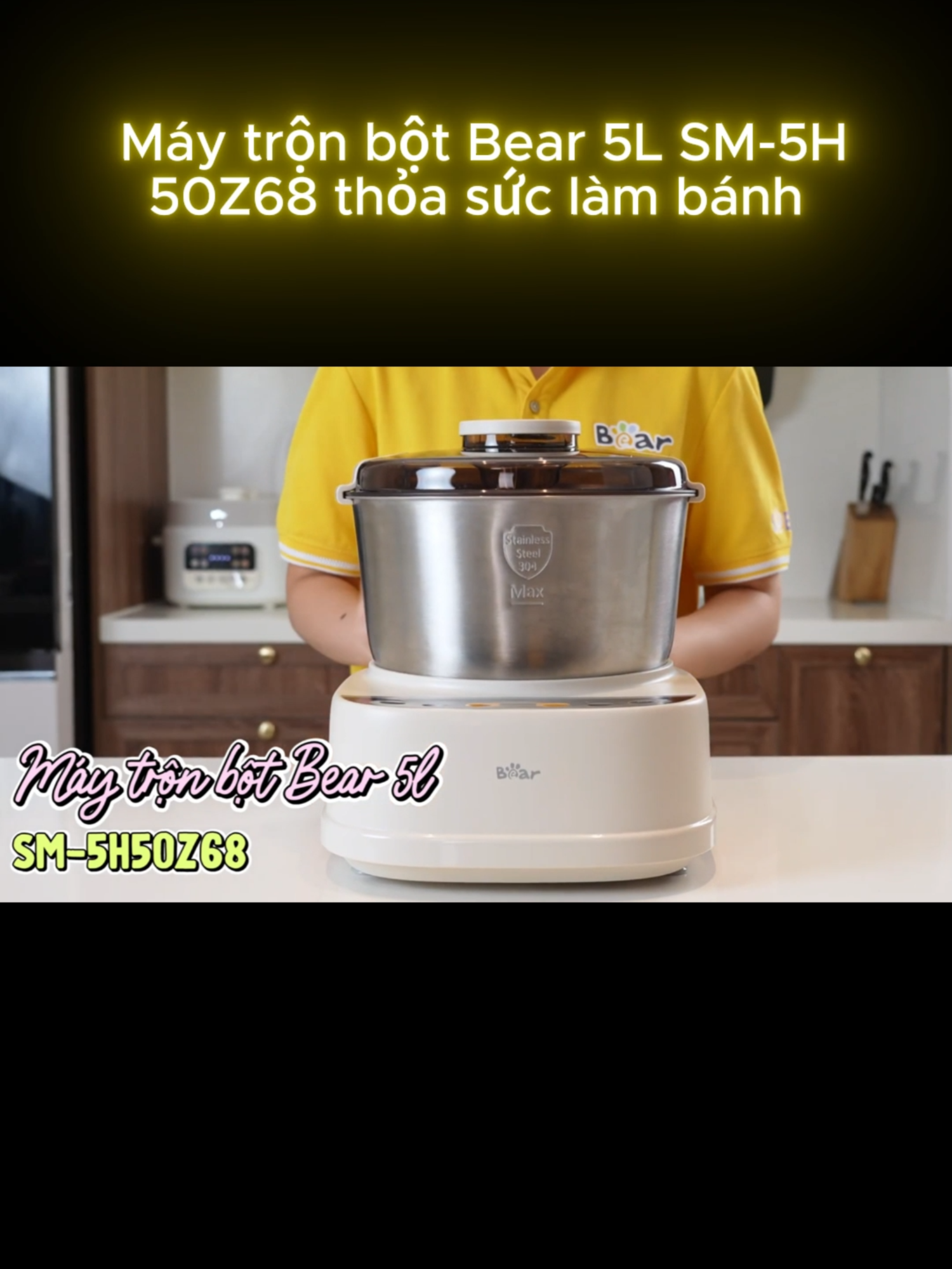 Máy trộn bột Bear 5L SM-5H50Z68 thỏa sức đam mê làm bánh của bạn #bearvietnam #giadungbear #maytronbot