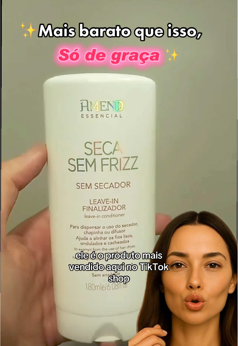 Finalizador Seca Sem Frizz Amend tá na Promo do Mês 💜 #cabelosaudavel #frizz #frizzyhair #tiktokshop #semfrizz