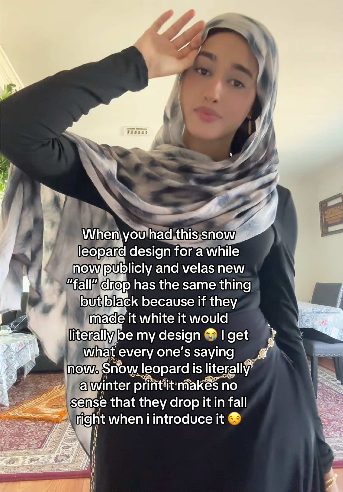 ITS ALL GOOD THO! Yk I have a new and improved snow leopard that doesn’t look like theirs and 8 new prints and new head caps and new everything guys stay tuned for my October drop !! #foryoupage #fyp #hijabs #hijab #hijabitiktok #viralvideo #lmk #opinions 