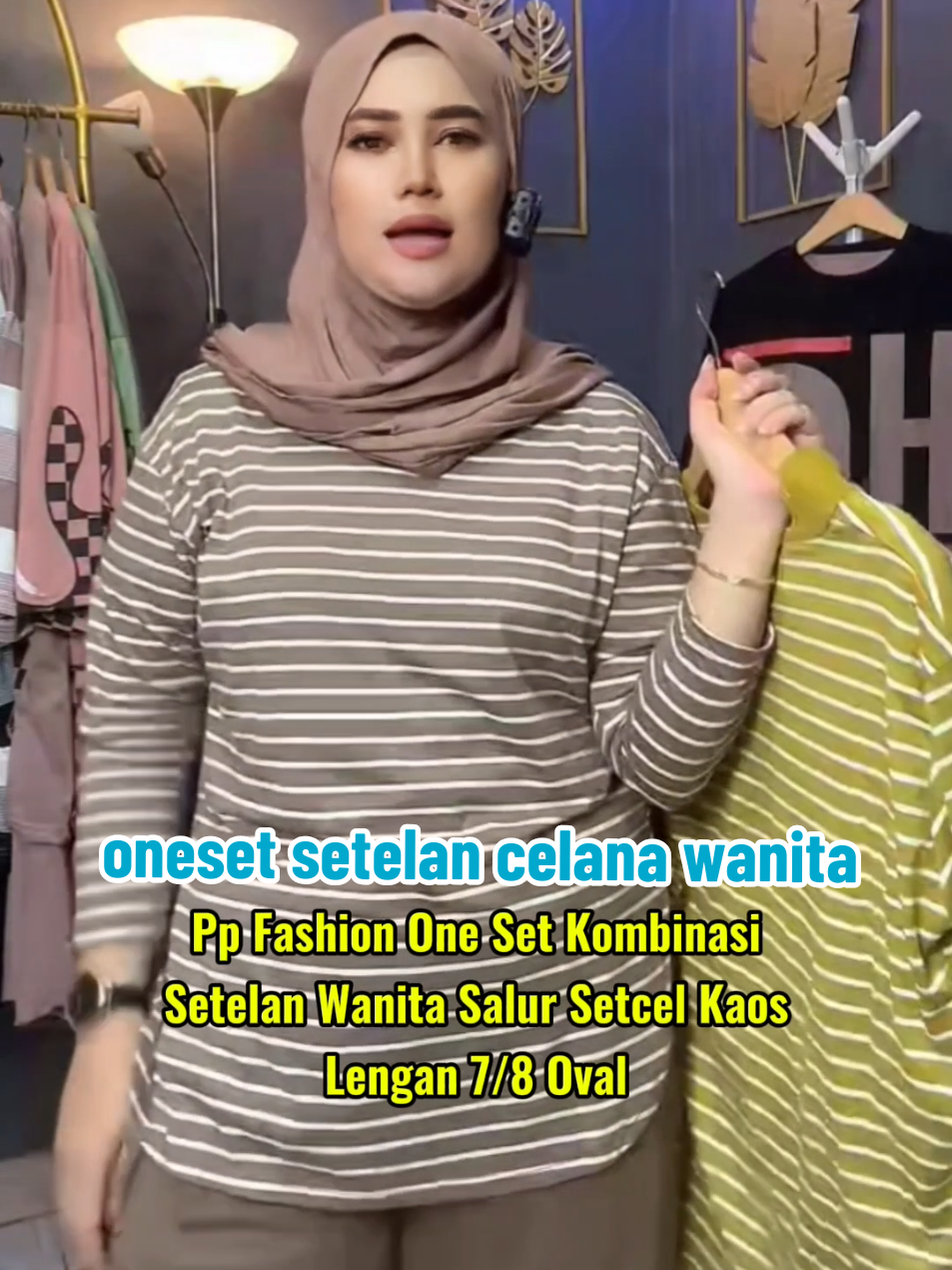 Pp Fashion One Set Kombinasi Setelan Wanita Salur Setcel Kaos Lengan 7/8 Oval #setelan #setelanwanita #bajuwanita #oneset #pakaianwanita 