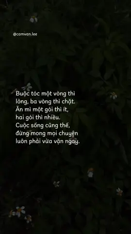 Cuộc sống là vậy, đừng mong mọi chuyện luôn phải vừa vặn ngay. #camvanlee 