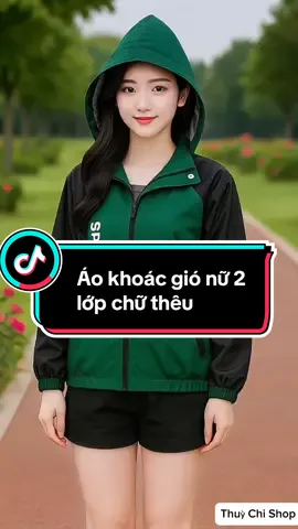 Áo khoác gió nữ 2 lớp chữ thêu. #aokhoacnu #thoitrangnu #xuhuong #viral #thinhhanh 