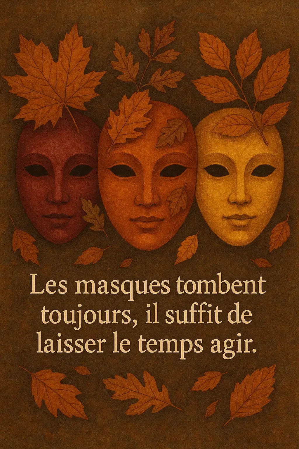 Les masques tombent toujours, il suffit de laisser le temps agir. 🎭 #citation #eclatpositivite #masque #vie #pourtoi 