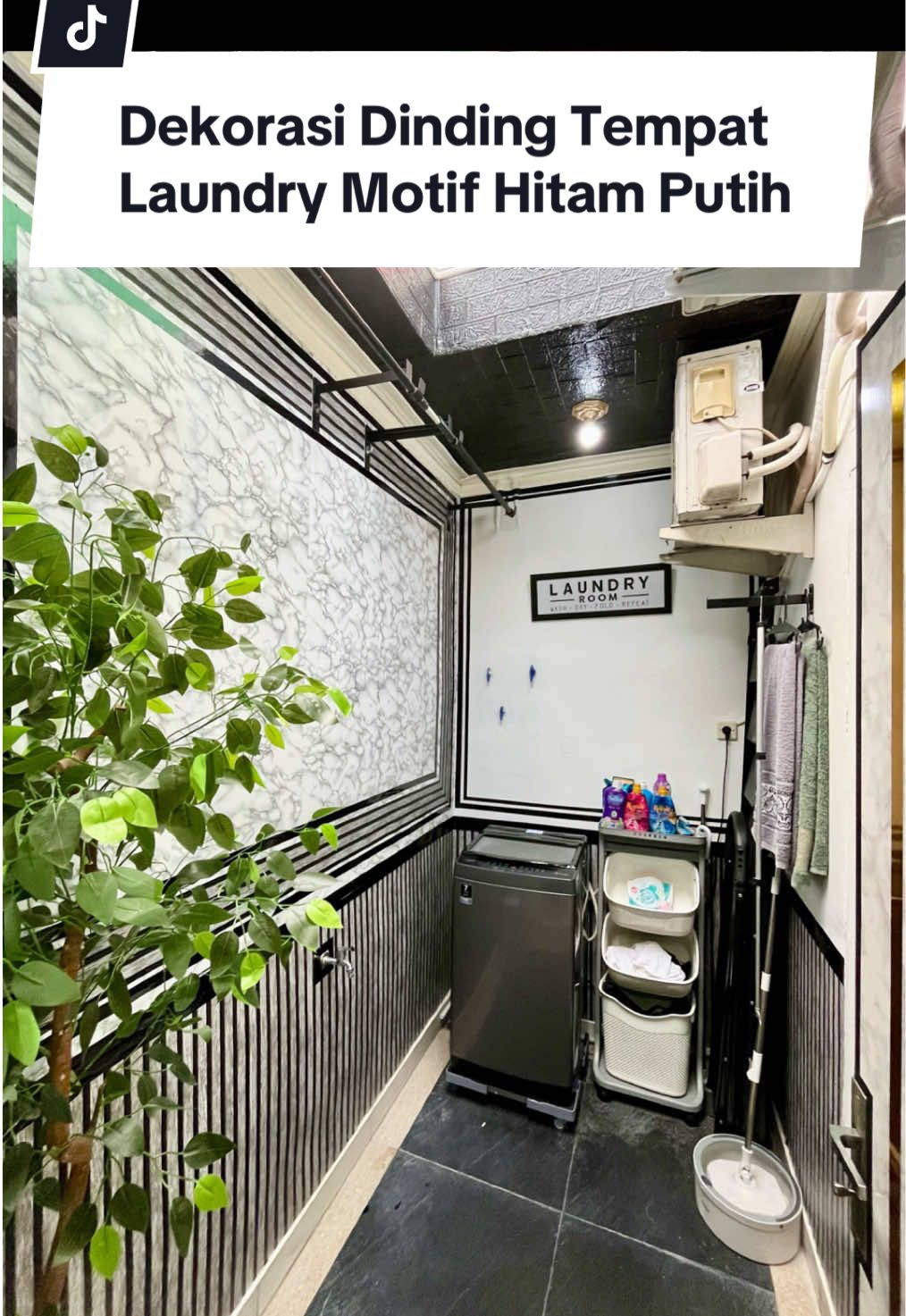Dekorasi Dinding Tempat Laundry Bajet Murah 🥰 #homedecor #kreatif #dekorasirumah #decoration #dekorasi 