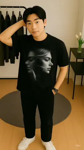 Simple, elegan, dan tetap standout. Kaos hitam artistik ini siap lengkapi gaya minimalis kamu.DailyOutfit #OOTDStyle #MinimalistLook #StreetwearID  #KaosHitam #fashionpria 