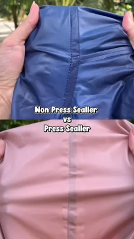 Jahitan beda, hasil juga beda 🌧️#DetailKecilPerlindunganBesar #JasHujanAiLook #PressSealer #AntiTembus #RainReady 