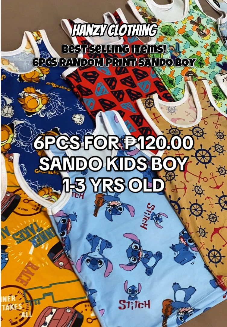 Random prints na ang 6pcs ng Sando kids boy nyo! Napakamura at quality ang tela! #clicktheyellowbasket #kidssando #kidsclothes #fypviralシ #hanzyclothing 