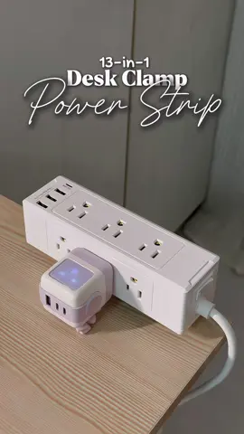 13-in-1 Desk Clamp Power Strip 🔌🫶🏻🛍️ Has 9 outlets, 3 USB-A, 1 USB-C 🫶🏻🔋 #powerstrip #blueshark 