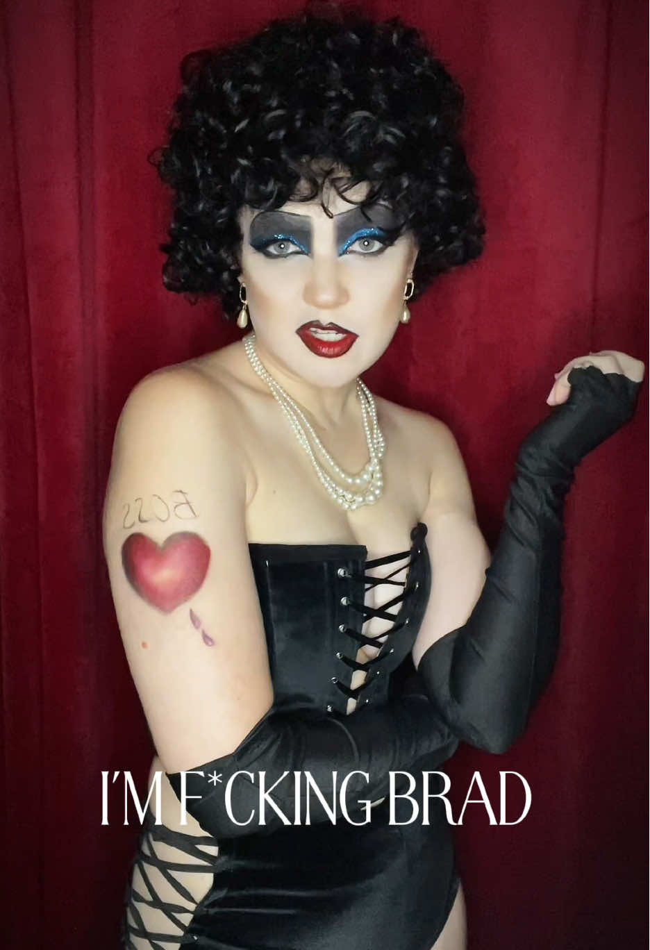 And Rocky and you and… 🖤 #rockyhorrorpictureshow #franknfurter #rhpscosplay #franknfurtercosplay #dragmakeup 