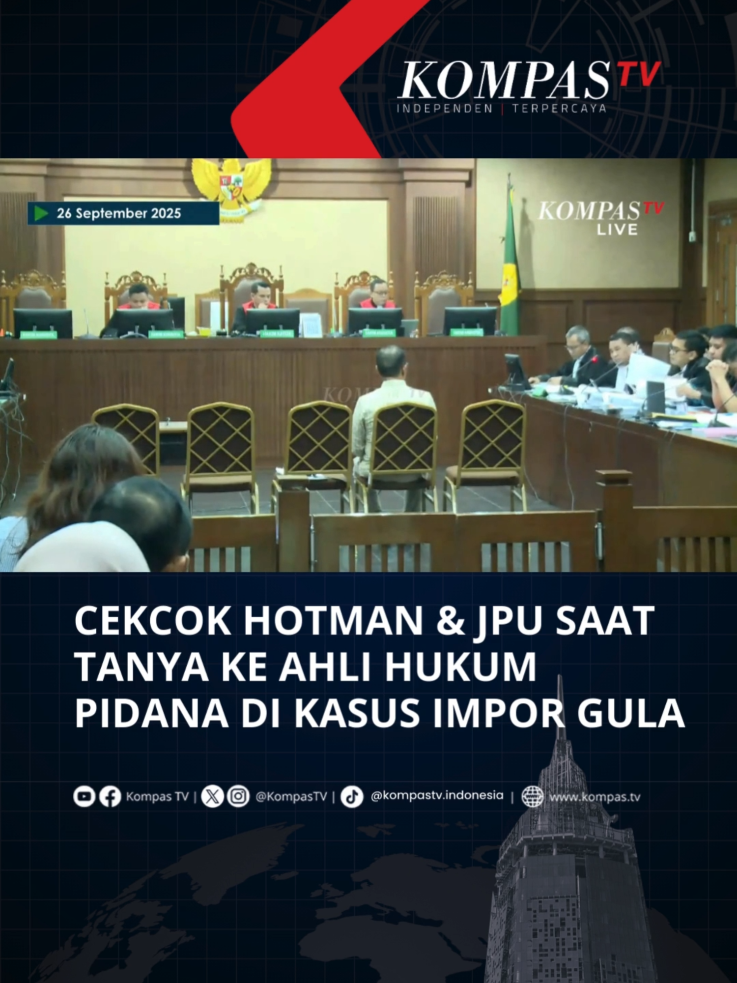 Hotman Paris, kuasa hukum Direktur PT Angels Products, Tony Wijaya bertanya ke Ahli Hukum Pidana, Erdianto Effendi dalam persidangan di PN Tipikor Jakarta Pusat, Jumat (26/9/2025).  Pertanyaan terkait kerugian negara berlanjut, dari Hotman ke saksi ahli sempat disanggah pihak JPU berkali-kali.  Lebih lanjut Hotman juga membahas terkait abolisi Tom Lembong kepada Ahli. Tuliskan komentarmu dan dapatkan berita terkini lainnya di www.kompas.tv serta youtube.com/kompastv #TikTokBerita #SOROTKompasTV