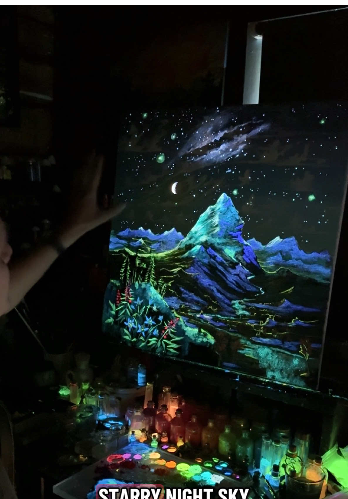 I have Hidden the galaxy with Glow in the Dark colors ✨ - #GlowingArt #kunst #painting #artwork #art 