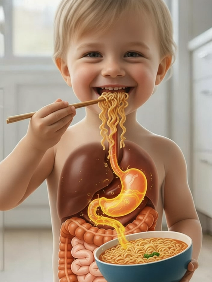 🍜 Instant noodles may taste good, but inside the body they hide a terrifying secret… ⚠️ Watch till the end to see the real danger! #ChildHealth #parenting #ParentingTips #HealthTok #3danimation
