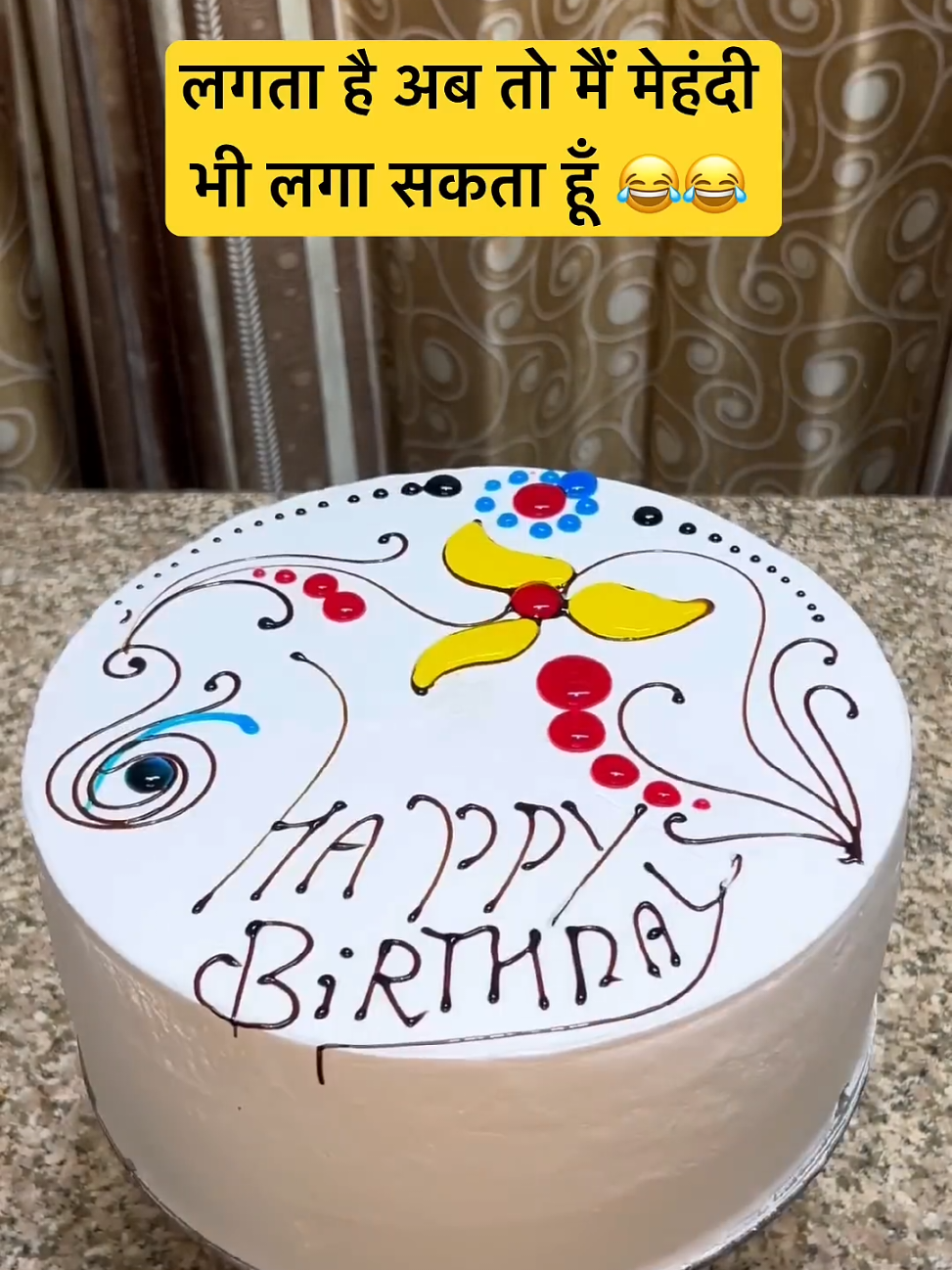 Mehndi Design on cake#cakedesign #viral_video #cakedecorating #trendingvideo 