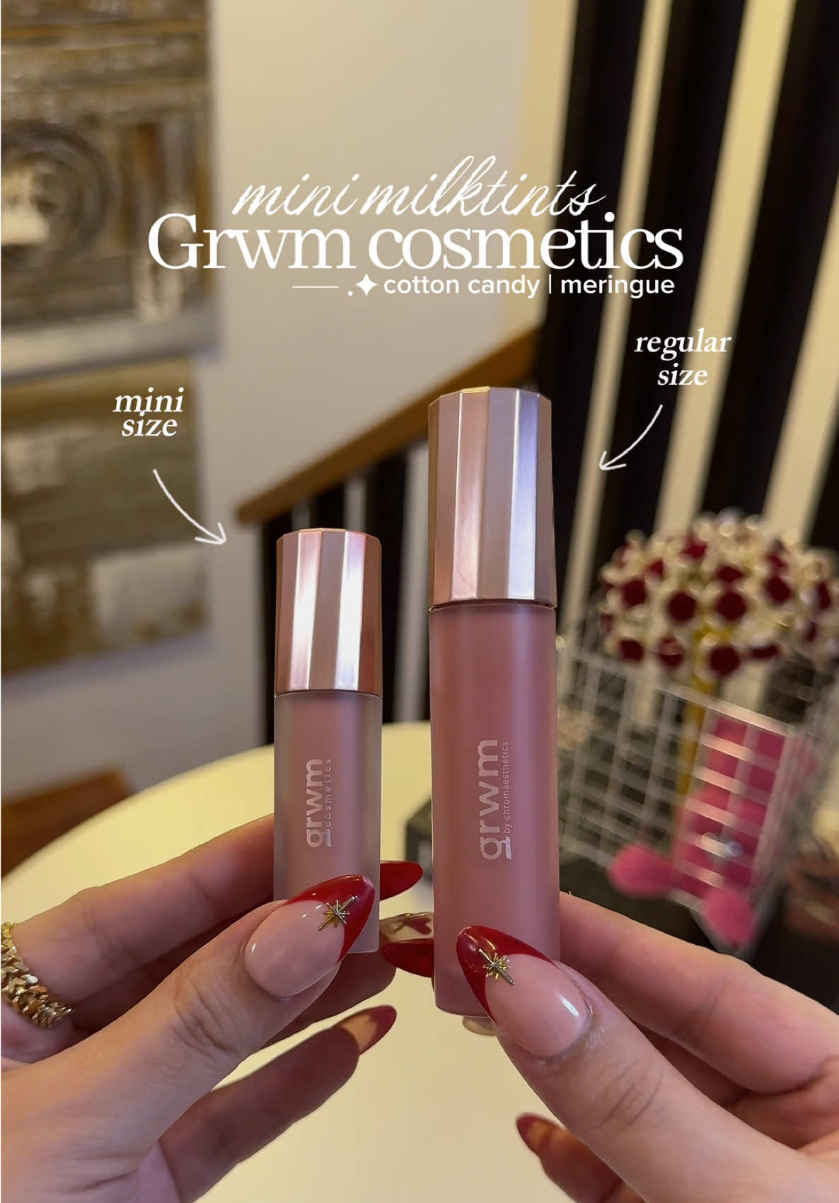 Been loving these two new shades from the @GRWM Cosmetics MilkTints in mini size 💗✨ #grwmminis #milktints #cottoncandy #meringue #grwmcosmetics 