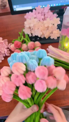 Hướng dẫn làm hoa tulip mini kẽm nhung #hoakemnhung #xuhuong #hoatulip #tiemhanmadeVA  