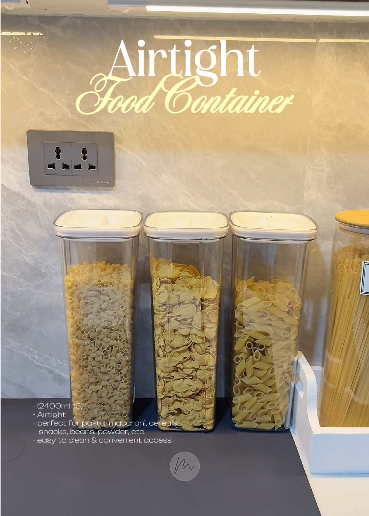 Airtight Food Container for my pasta 🍝🫙 2400ml for my pasta and cereals!, Get Yours Now!! #airtightcontainer #foodcontainer #airtight #kitchenfinds #fyp 