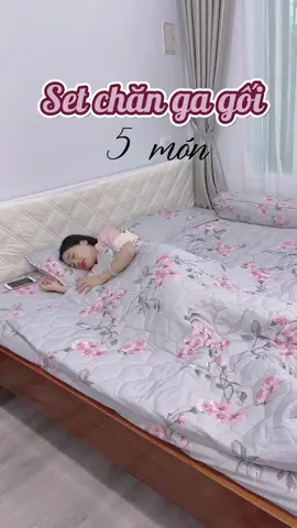 Set chăn ga gối 5 món xinh mà mát lắm #changagoi 