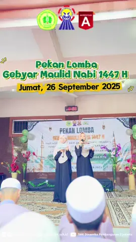 ✨ Final Pekan Lomba Gebyar Maulid Nabi Muhammad SAW 1447 H ✨ Alhamdulillah, kegiatan Gebyar Maulid Nabi Muhammad SAW 1447 H pada Jumat, 26 September 2025 di SMK Dinamika Pembangunan 2 Jakarta telah berjalan dengan lancar. Terima kasih kepada seluruh peserta yang telah berpartisipasi dalam lomba ceramah, MTQ, dan rangkaian kegiatan lainnya.  Selamat dan sukses kepada para juara, semoga prestasi ini menjadi motivasi untuk terus berkarya serta meneladani akhlak mulia Rasulullah SAW. 🌸 📌 “Nabi Muhammad SAW Sang Pemimpin Teladan Pembawa Revolusi Berakhlakul Karimah”. #GebyarMaulid1447H #SMKDP2 #SMKDP2Jakarta #PekanLomba #fyp 