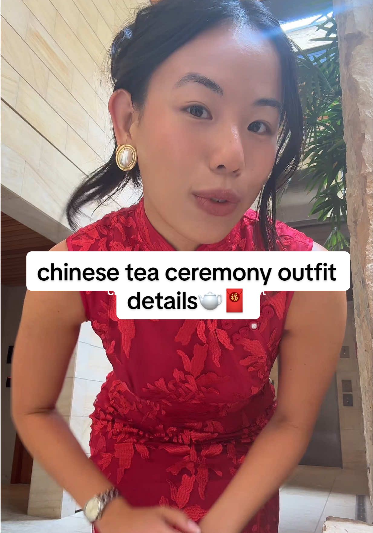 dress is beth and brian qipao, shoes @ZARA earrings @BEADS by Tara Jewelry #teaceremony #teaceremonywedding #teaceremonydress #weddingtok #bridetok 