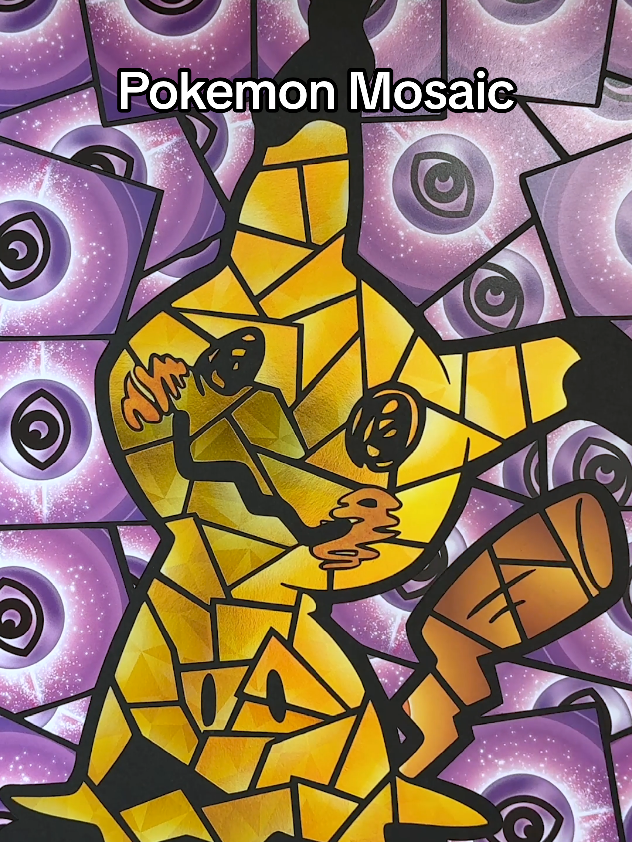 Who’s That Pokémon? A small, eerie silhouette with ragged edges and a crooked “Pikachu” disguise.  It’s Mimikyu! The Disguise Pokémon, hauntingly recreated in a spooky mosaic of Pokémon cards. @Kirbys Cards @Kirby Gaming Live @Pokémon Company Int’l @Pokémon UK and Ireland @Pokémon/ポケモン【公式】 @Pokémon Italia @Pokémon Deutschland @Pokémon GO @Pokémon GO 🇬🇧 #pokemon #pokemontcg #pokemoncards #pokemontiktok #mimikyu 