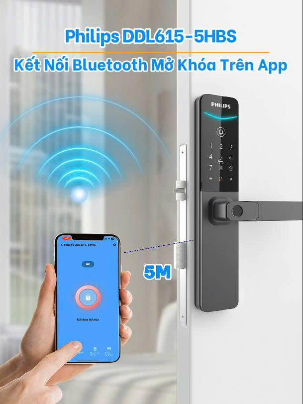 Khóa thông minh Philips DDL615-5HBS mở khóa bằng ứng dụng trong khoảng cách tối thiểu 5m khi được kết nối Bluetooth. #LearnOnTikTok #philipssmarthome #viralvideo #ssehome #khoathongminh #khoadientu #khoavantay #khoaphilips #khoathongminhphilips