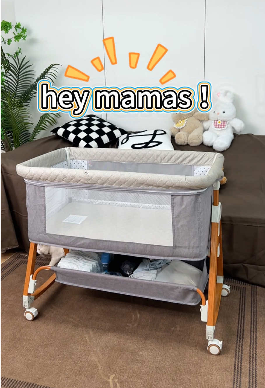 No More Buying Multiple Beds! 3-in-1 Baby Crib (Cradle + Side Sleeper + Rocking Bed) – Quiet & Easy to Move～🤩🤩🤩#cot #babyproducts #babysleep #momlife #baby 