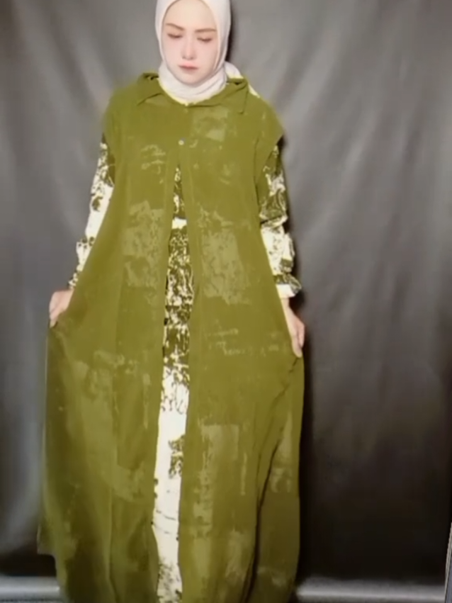 gamis outer 2in 1 #gamis #gamiskekinian #gamislebaran #bajumurah #ootdfashion 