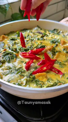 Daun singkong santan✨ Bahan-bahan: 1 ikat daun singkong rebus 4 potong tahu goreng 4 potong ikan tongkol suwir 800ml santan kelapa 2 lembar daun salam 2 lembar daun jeruk 2 keping asam kandis 2 cabai merah besar iris 1 sdt garam 1 sdt kaldu bubuk Bumbu halus: 8 siung bawang merah 5 siung bawang putih 10 cabai rawit merah 5 cabai merah kriting 4 butir kemiri 1 jempol jahe 1 jempol lengkuas 1 batang serai 1 kelingking kunyit 1 sdm jinten 1 sdm ketumbar bubuk 1 sdt lada bubuk Cara membuat: 1. Haluskan dengan blender semua bahan bumbu halus, lalu tumis dan tambahkan dengan daun salam, daun jeruk dan asam kandis. 2. Setelah bumbu matang masukan 1 sdt garam dan kaldu bubuk lalu dilanjut dengan santan kelapa. 3. Masukan daun singkong yang telah direbus, dilanjut tahu goreng, tongkol suwir dan irisan cabai merah. 4. Masak hingga matang dan sajikan. #daunsingkong #resepmasakanrumahan 