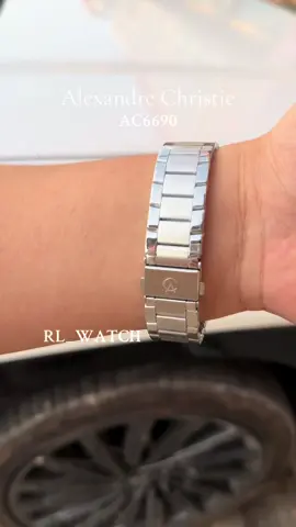 #AC6690 strap rantai dengan fitur chronograph aktif berupa stopwatch dan tanggal aktif. Varian : Silver Bl White #promomakangajian #alexandrechristie #Cod 