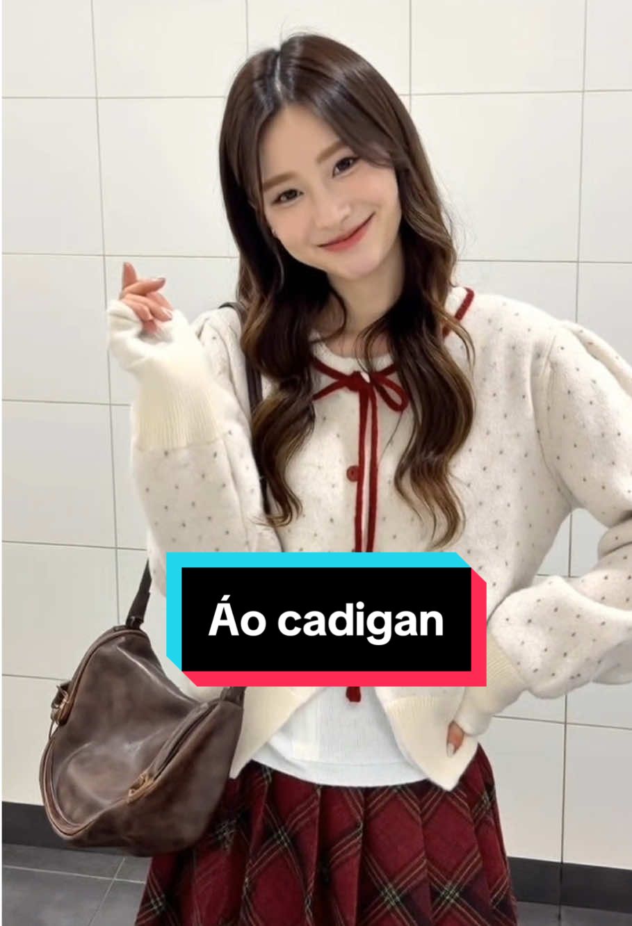 Áo cadigan xinh nơ đỏ cho nàng #xuhuong #doxinhmoingay #doxinh #aocardigan #ao 