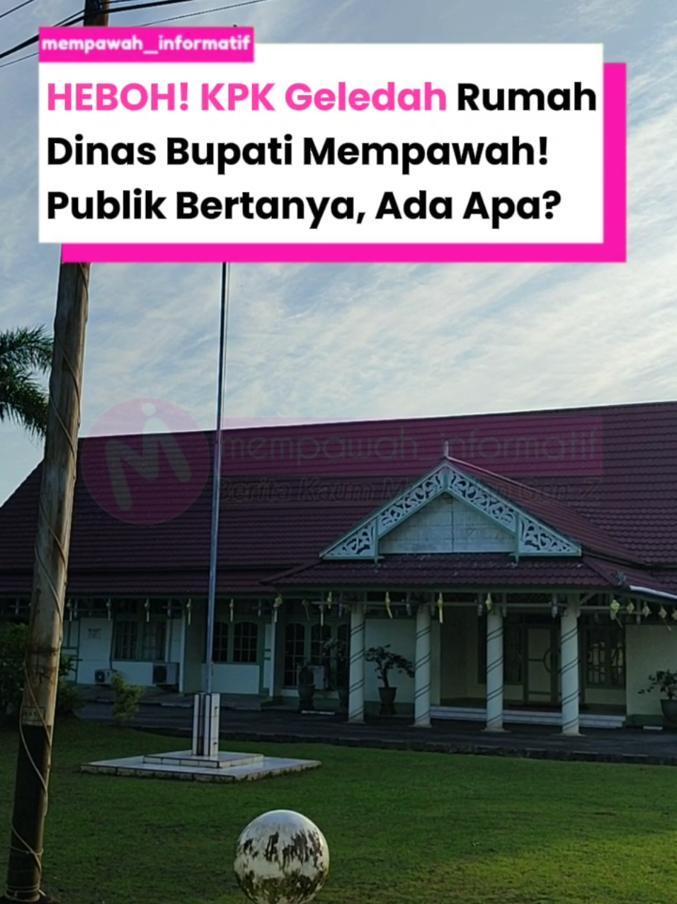 HEBOH! Rumah Dinas Bupati Mempawah Digeledah KPK! Ada Apa? Komisi Pemberantasan Korupsi (KPK) kembali bergerak cepat. Tim penyidik menyisir Rumah Dinas Bupati Mempawah, Rumah Dinas Gubernur Kalbar, hingga rumah pribadi mantan Bupati Ria Norsan (RN) dalam operasi penggeledahan yang berlangsung 24–25 September. Langkah ini diduga kuat berkaitan dengan kasus korupsi Dinas PUPR Mempawah yang menyeret nama besar di Kalbar. Juru Bicara KPK, Budi Prasetyo, kepada awak media di Jakarta, Jumat (26/9) membenarkan operasi tersebut. “Penggeledahan ini dilakukan untuk mencari bukti penting dalam pengungkapan kasus tersebut,” tegasnya. Publik kini menanti: Siapa lagi yang akan terseret? #KPK #Korupsi #Mempawah #BreakingNews #kalbar 