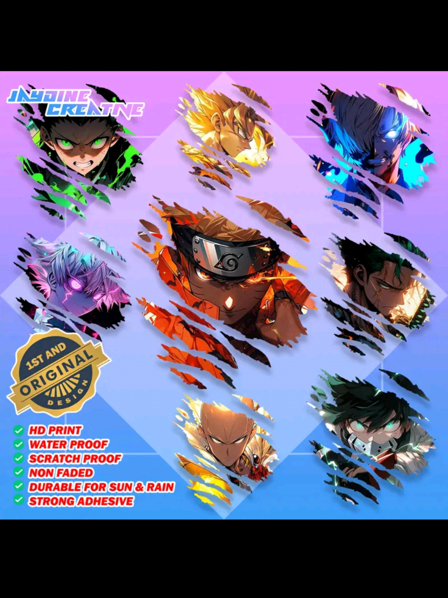 Level up your Style with All Anime Scratch Design Stickers 🔥 Check out na habang may stock pa ✨️ ✅️#Animestickers #stickers #motorcycleaccessories #anime #vinylstickers 