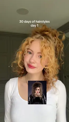 Recreating Bellatrix Lestrange curly hair style 🖤 #hairstyle #hairstyletutorial #30daysofhairstyles #bellatrixlestrange #harrypotter 