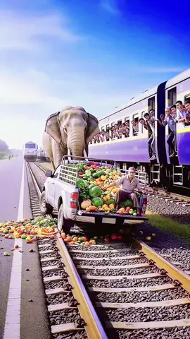Elephant Rescues Pickup Stuck on Railway Tracks!