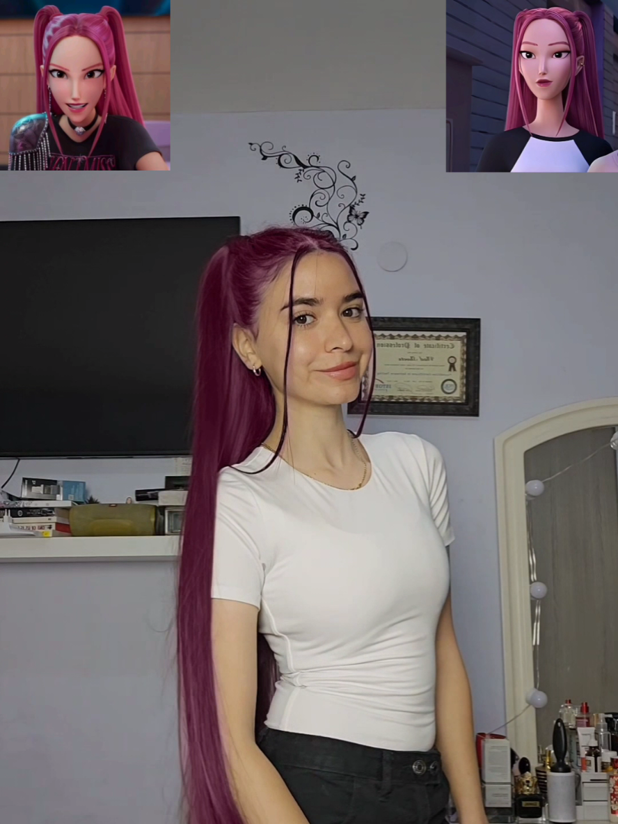 מה אתן אומרות על הצבע, מתאים? מדריך תסרוקת של מירה🩷 הצבע והתסרוקת🤩💕 #mira #golden #mirahairstyle #creatorsearchinsights #kpopdemonhunters 