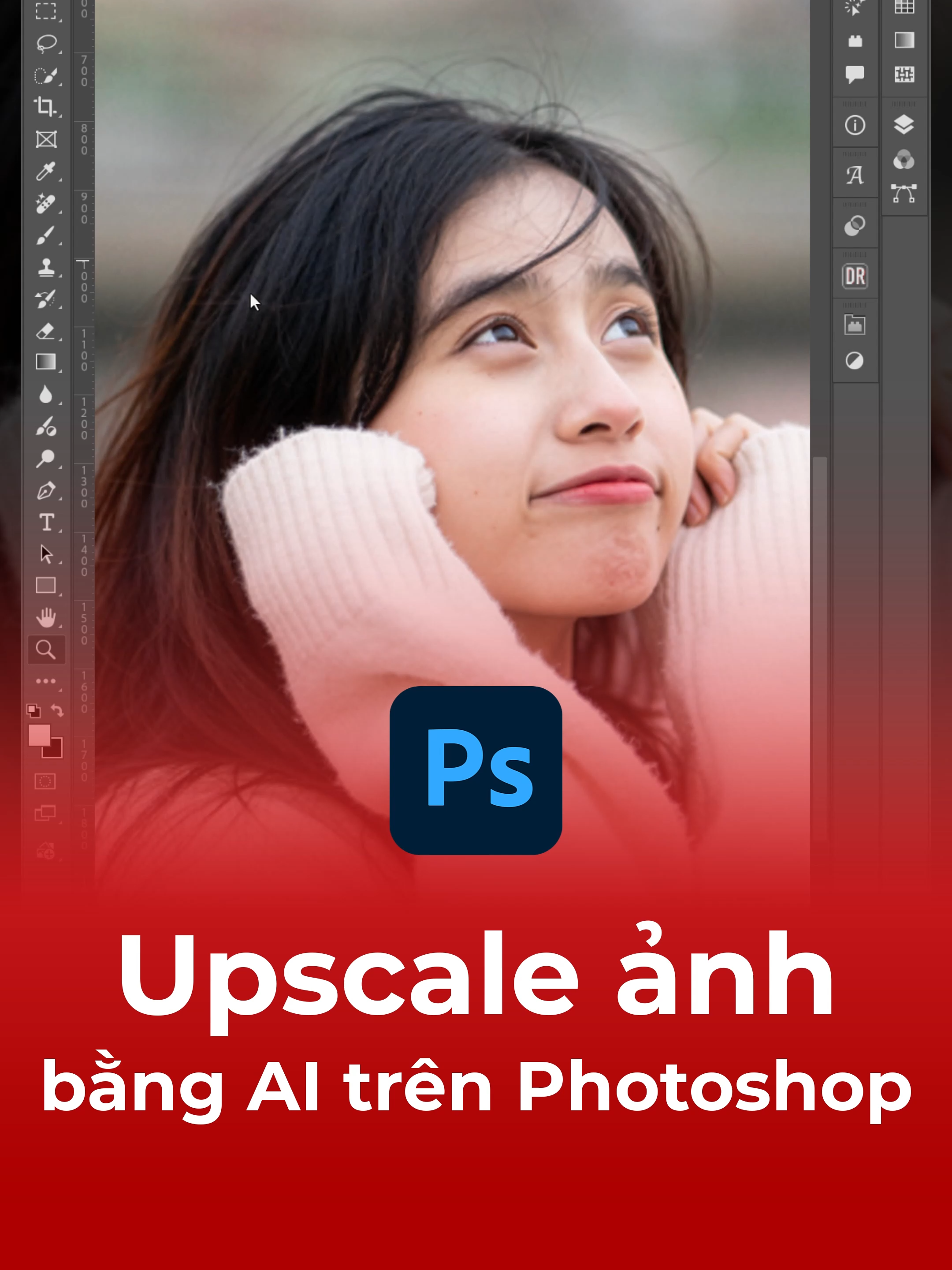 Cách tăng chất lượng ảnh bằng Photoshop bằng công nghệ AI Generative Upscale mới #photoshop #photography #LearnOnTikTok #hoangphucphoto