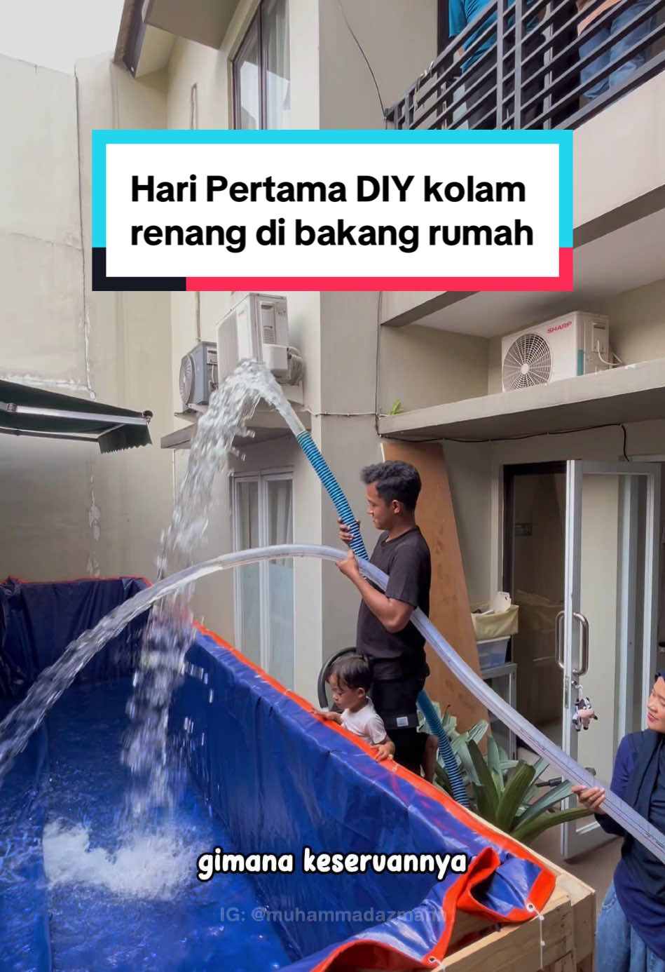 Asli sih! jadi penasaran dan gak sabar buat isi air ke kolam, bakal berhasil ga yaa, tapi mending di isi full apa setengah dulu ⁉️🤔🤩 #azmannis #azmanannis #shaquilleannisaoy #shaquilleelshirazy 
