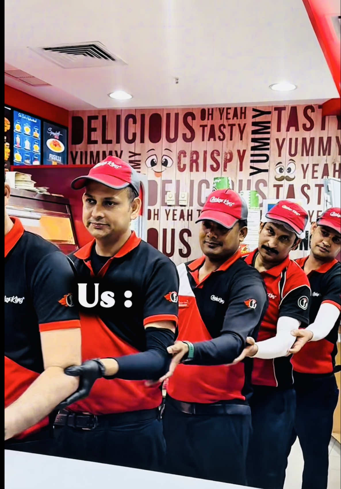 Us 🤣 when manager said work as a team #chickenking #friedchicken  . . . . . . . . . #funnyreels #fyp #trendingnow 